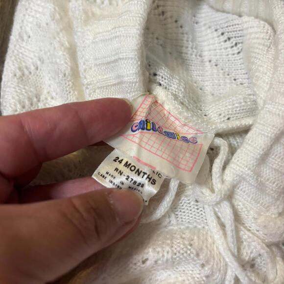 Vintage Child Wise Baby Back Zip Knitted Hooded Sweater White Size 24M - Picture 3 of 8